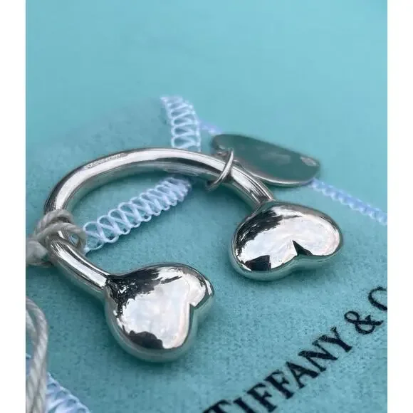 Vintage Tiffany Co. Sterling Silver Puffy Heart Ball Screwball Key Ring Keychain - Picture 2 of 16